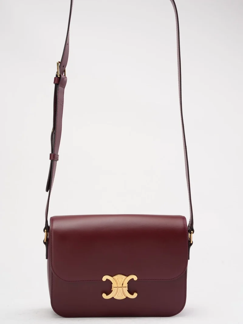 Celine Burgundy Triomphe Crossbody Small Calfskin 2019