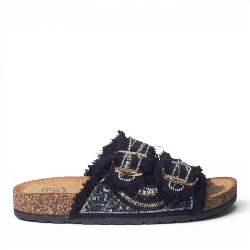 Europeon Union Women Black Cloth Slipper #5008