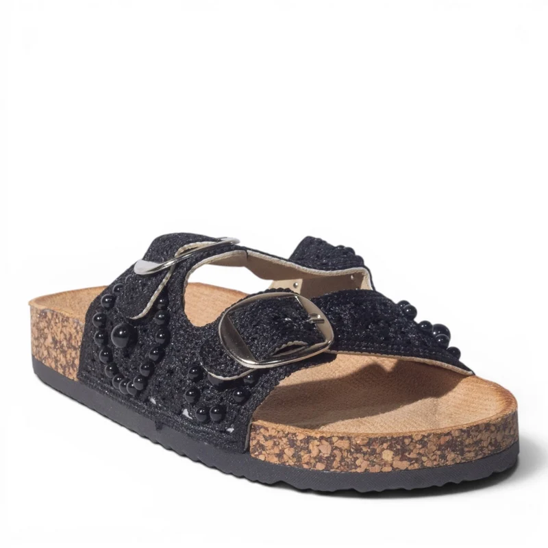 Europeon Union Women Black Cloth Slipper #5005