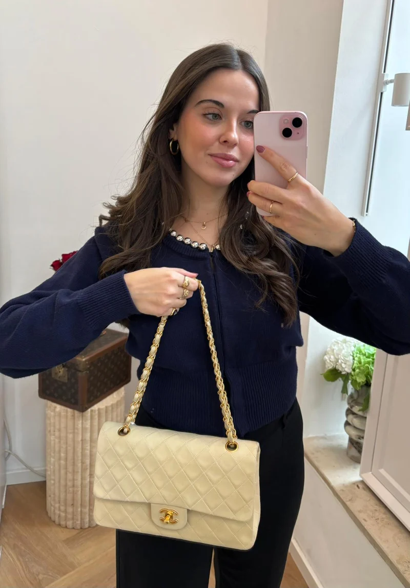Chanel Beige Vintage Medium Classic Flap Lammleder 1996-1997