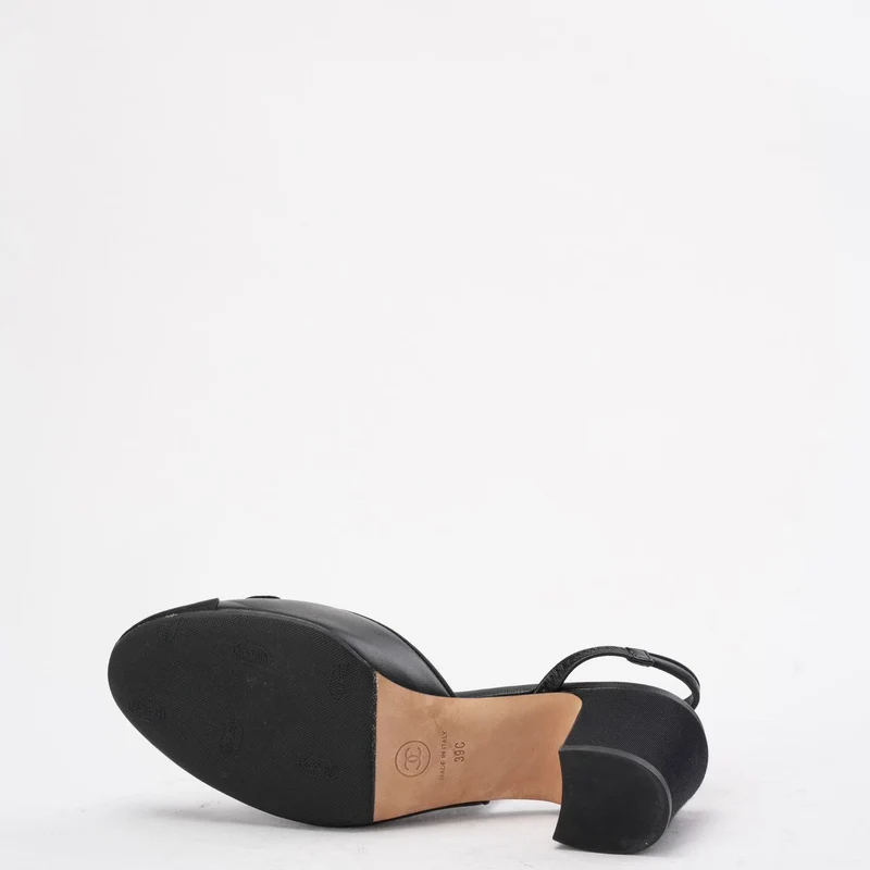Chanel Slingback-Pumps aus schwarzem Wildleder und Leder mit CC-Logo, Größe 39C