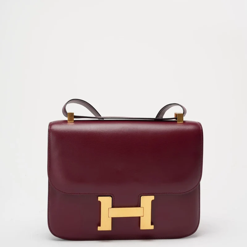Hermes Vintage Constance 24 Burgunder Box 1980er Jahre