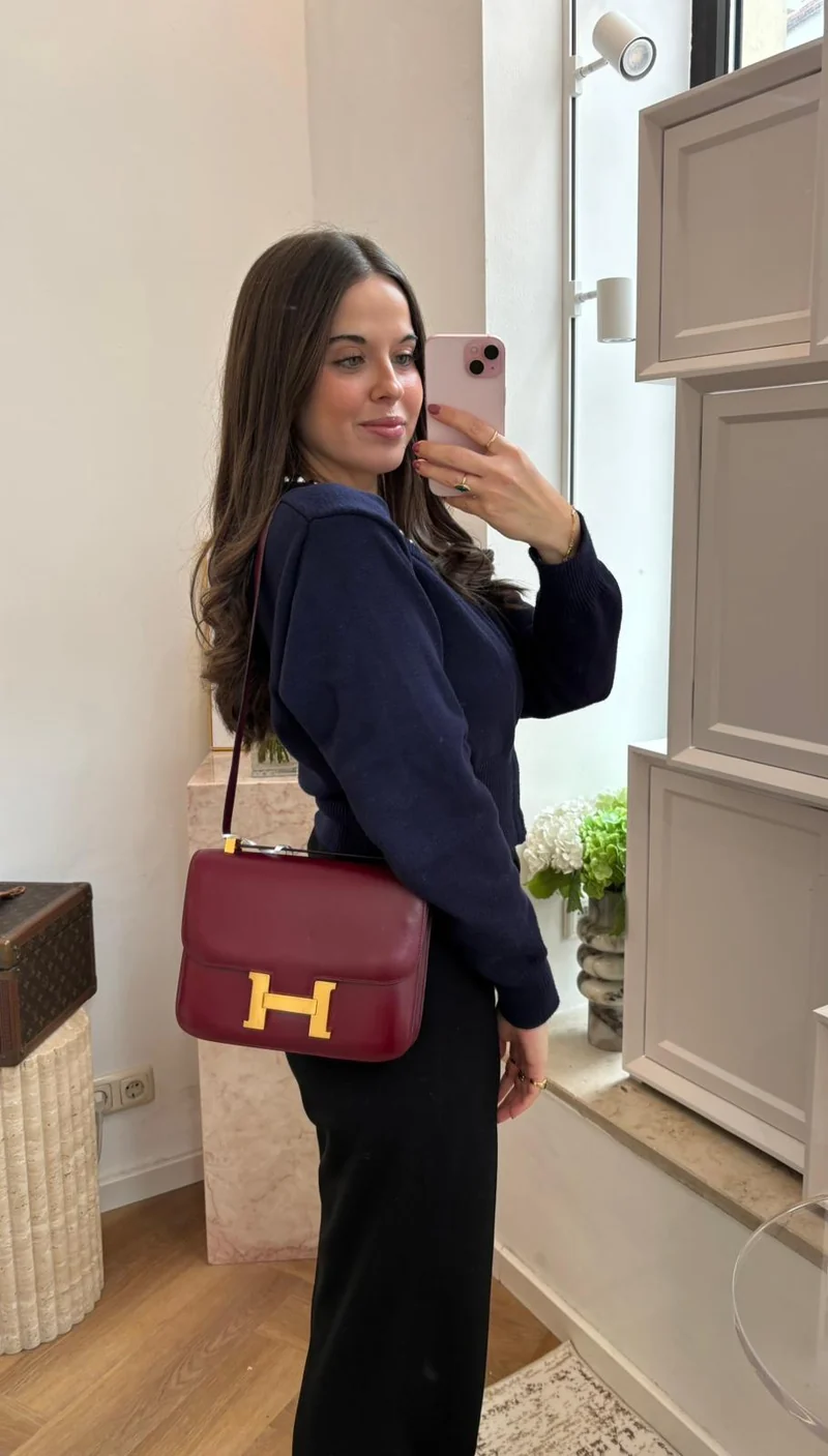 Hermes Vintage Constance 24 Burgunder Box 1980er Jahre