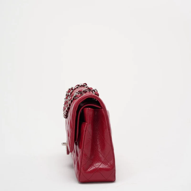 Chanel Burgunderrote klassische Flap Bag Caviar 2012