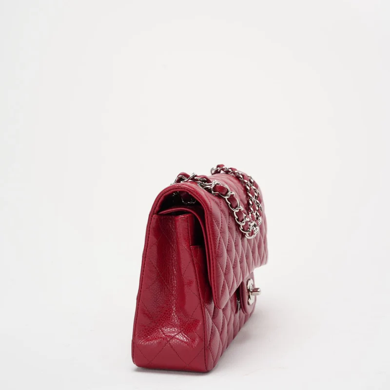 Chanel Burgunderrote klassische Flap Bag Caviar 2012