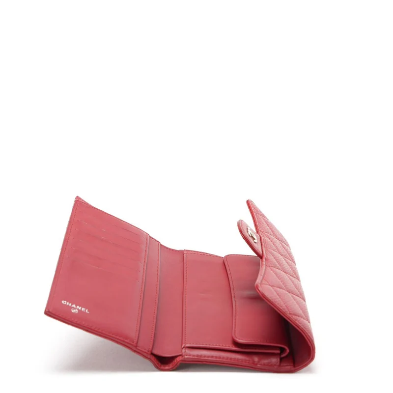 Chanel Rote große Klappenbrieftasche Caviar 2014-2015