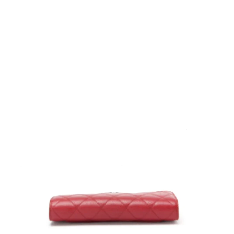 Chanel Rote große Klappenbrieftasche Caviar 2014-2015