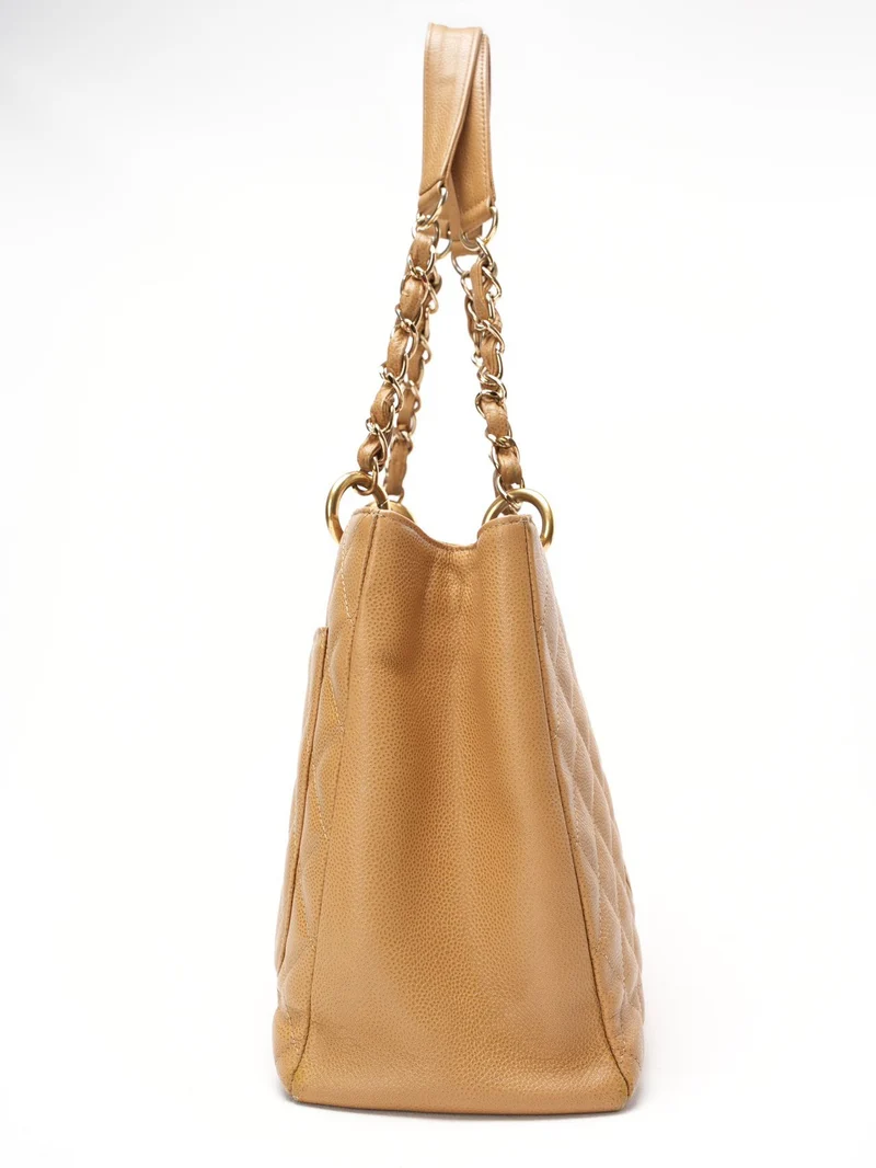 Chanel Vintage Beige Grand Shopping Tote GST Caviar 2003-2004