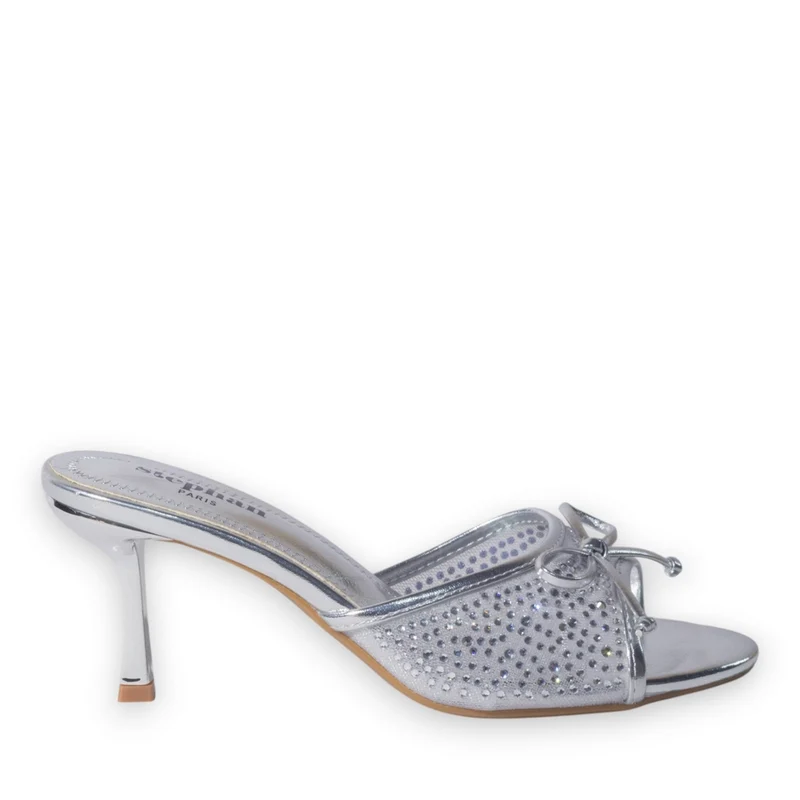 Europeon Union Women Silver Glitter Heels #5177