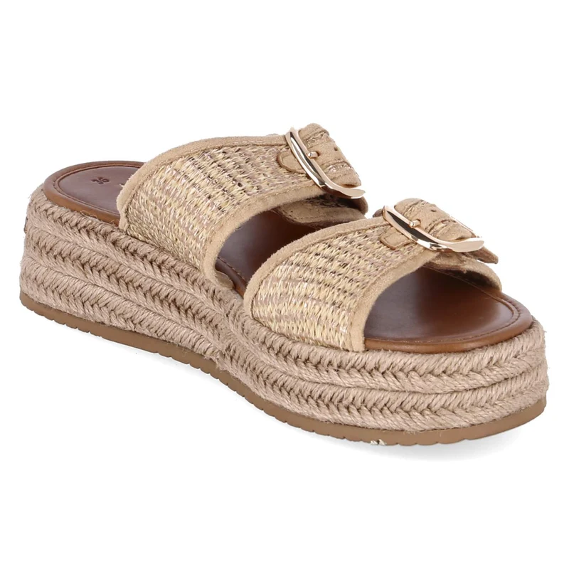 Espadrille-Pantoletten Beige