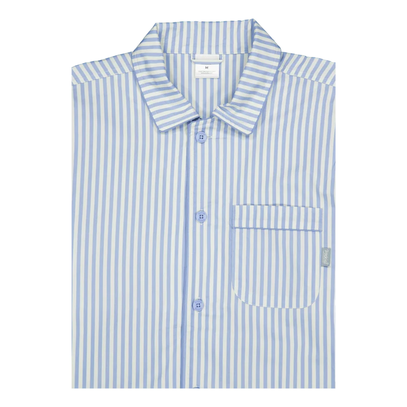 Ice Blue Striped Pyjama Shirt Blue