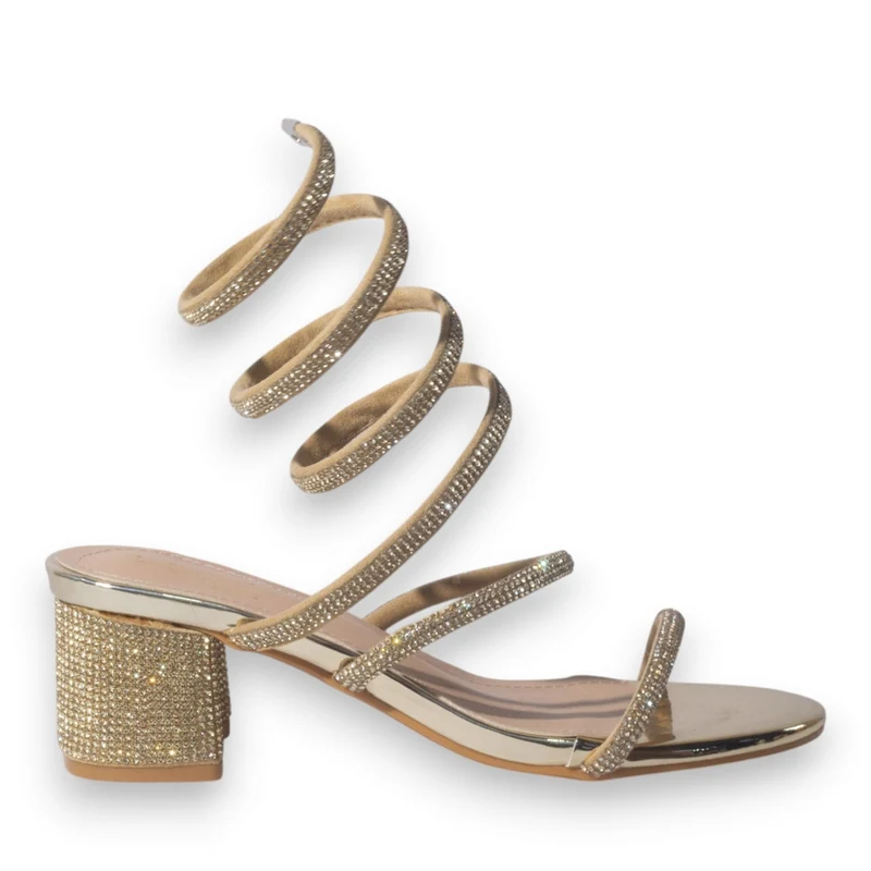Europeon Union Women Gold Glitter Heels #5122