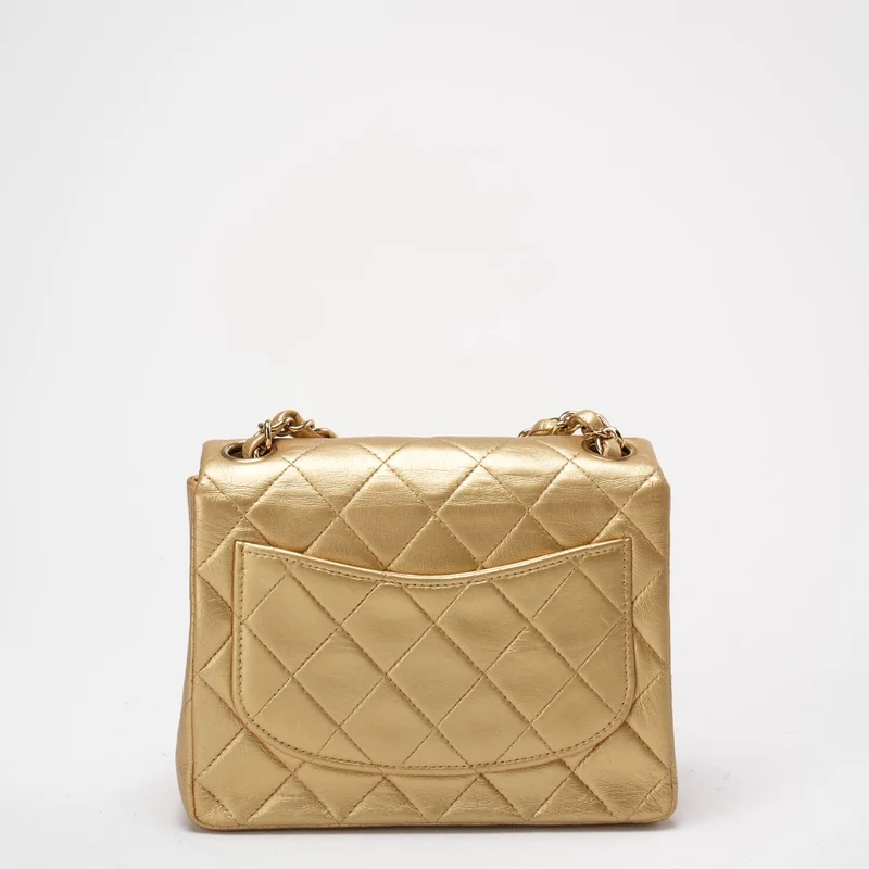 Chanel Goldene Vintage Mini-Flap-Quadrat-Tasche 2000er