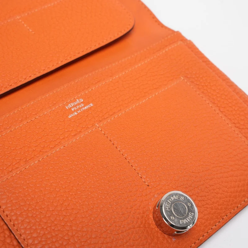 Hermès Dogon GM Togo Lange Brieftasche Orange 2010
