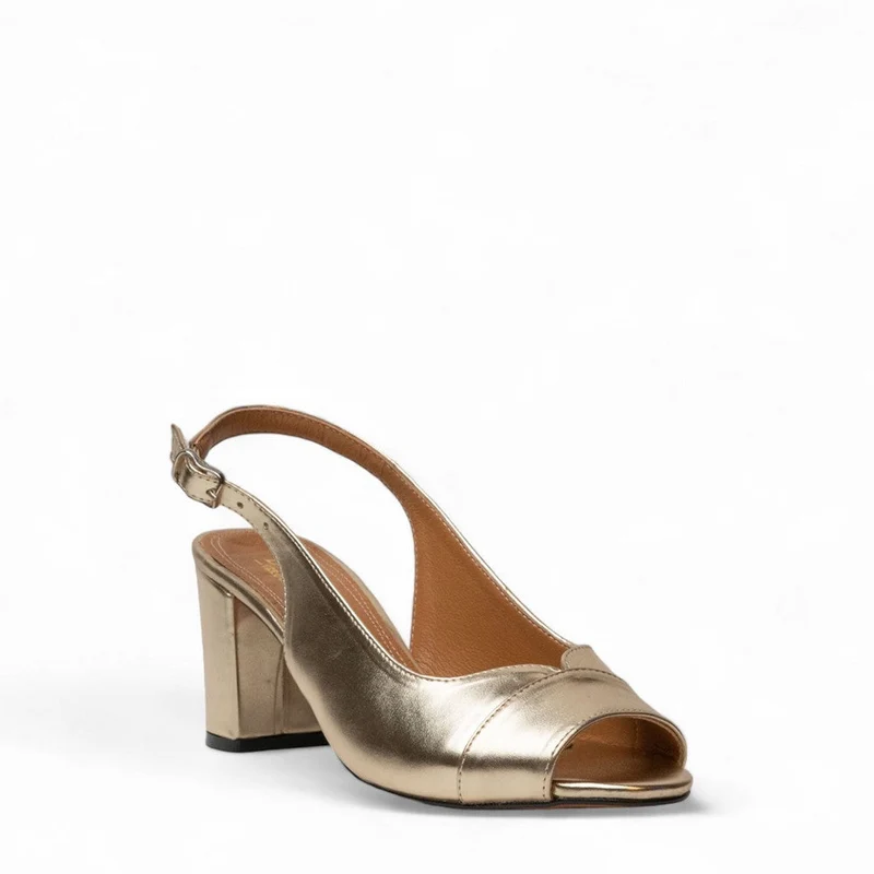 Women Gold Leather Sandal #3083