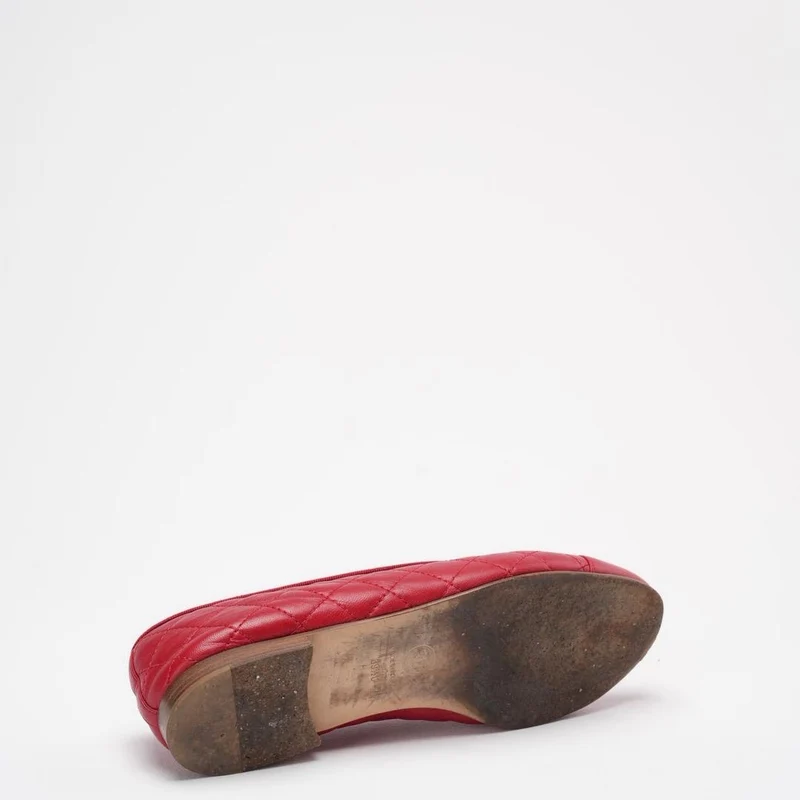 Chanel Ballerinas mit CC-Cap-Toe aus rotem Leder, Größe 39 ½