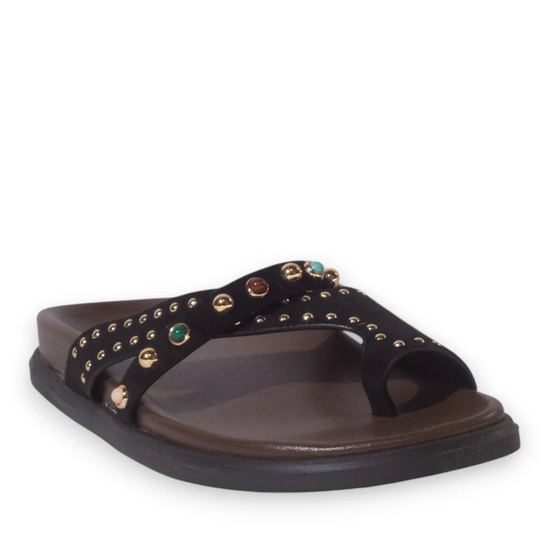 Europeon Union Women Black Chamois Slipper #5310