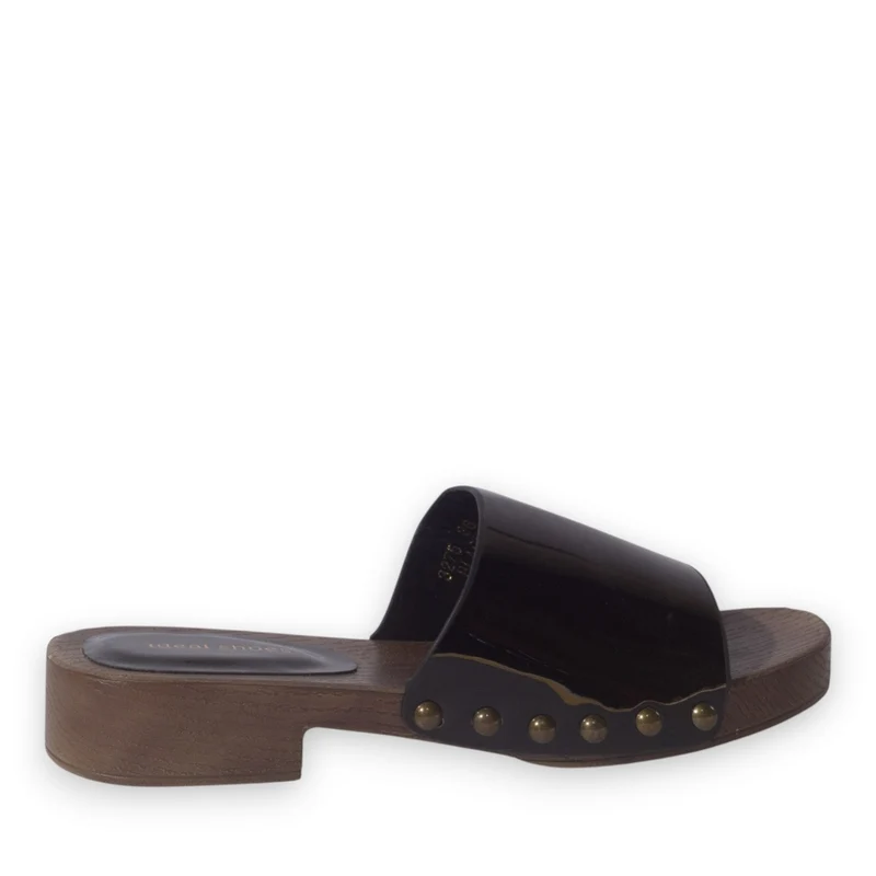 Europeon Union Women Brown Vernis Leather Slipper #5257