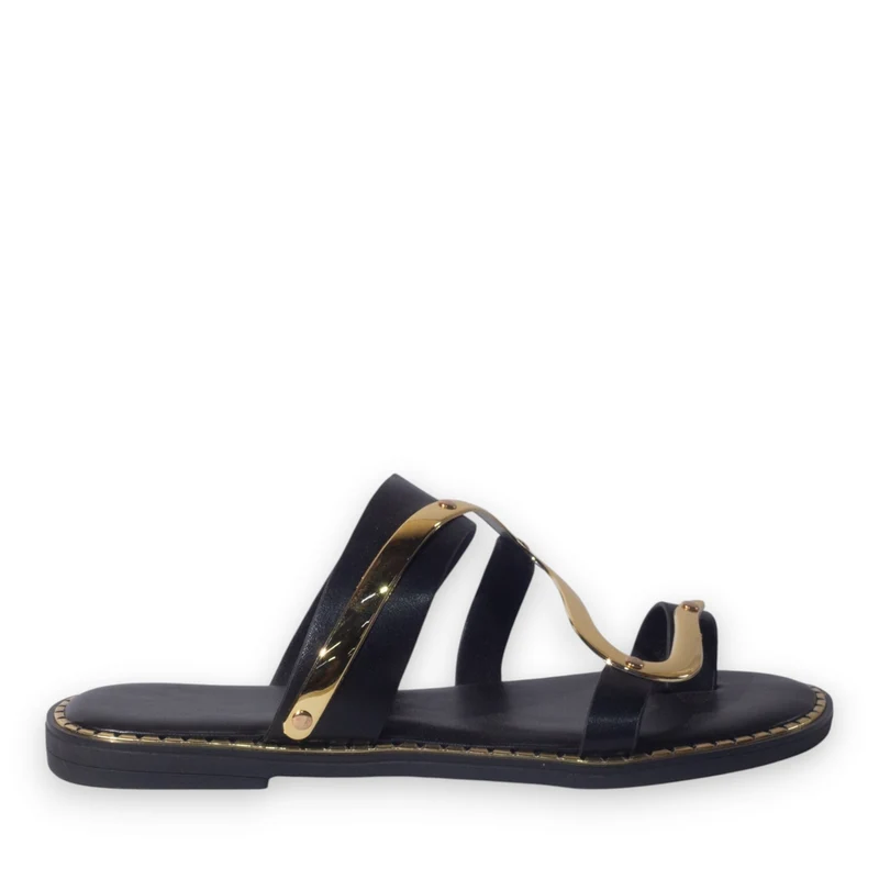 Europeon Union Women Black Leather Slipper #5179