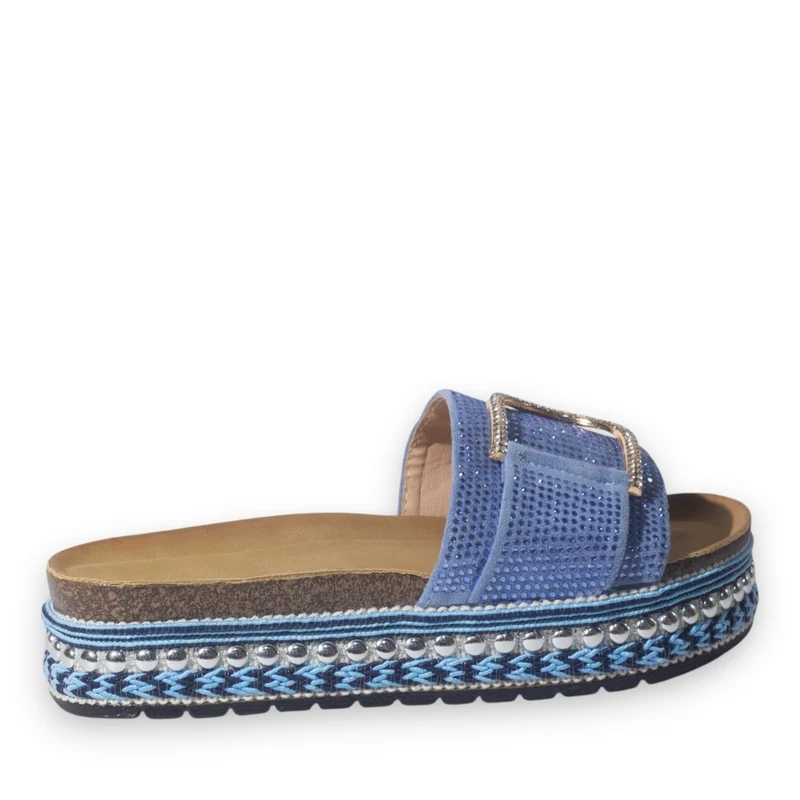 Europeon Union Women Blue Glitter Slipper #5098