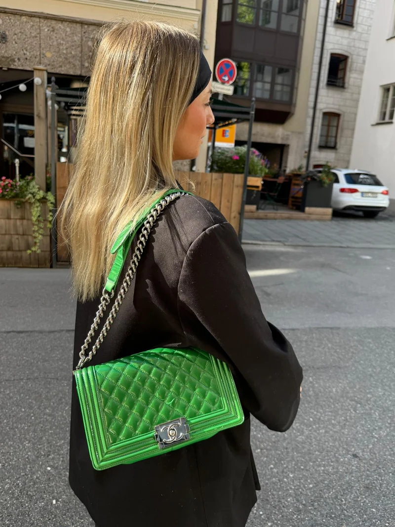 Chanel Le Boy Mittelgrüne Lammledertasche 2014