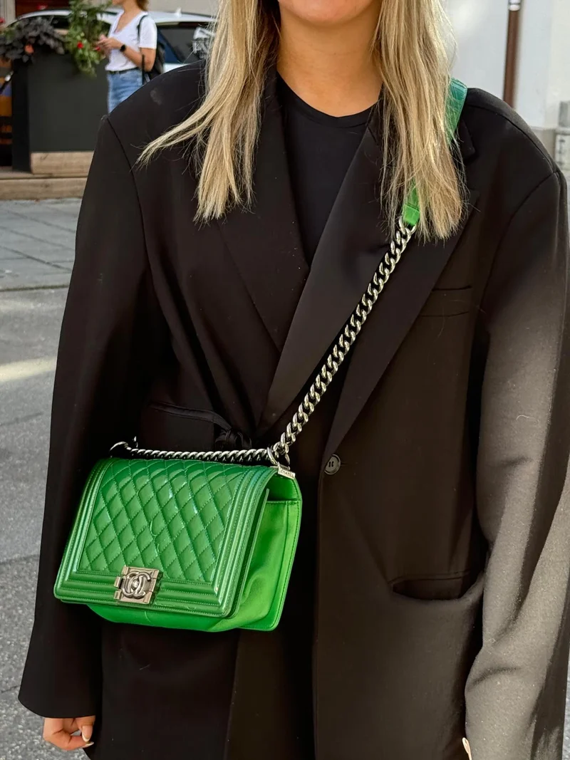 Chanel Le Boy Mittelgrüne Lammledertasche 2014