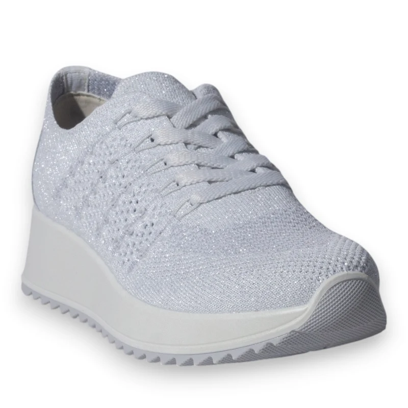 Italian Women White Cloth Shoes #5344