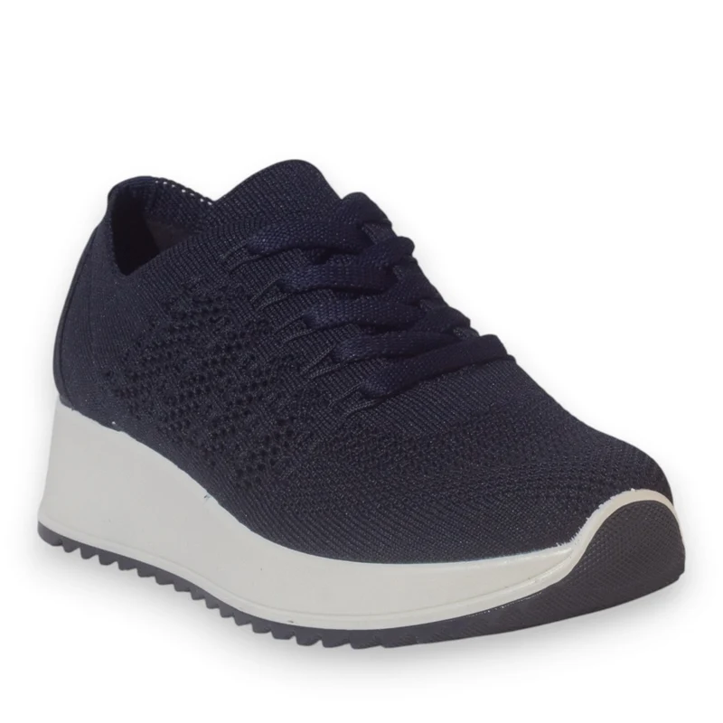 Italian Women Navy Cloth Shoes #5341
