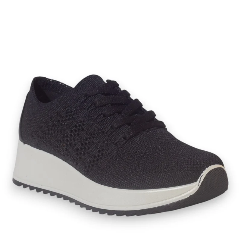 Italian Women Black Cloth Shoes #5340