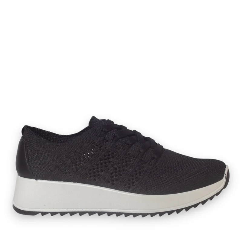 Italian Women Black Cloth Shoes #5340