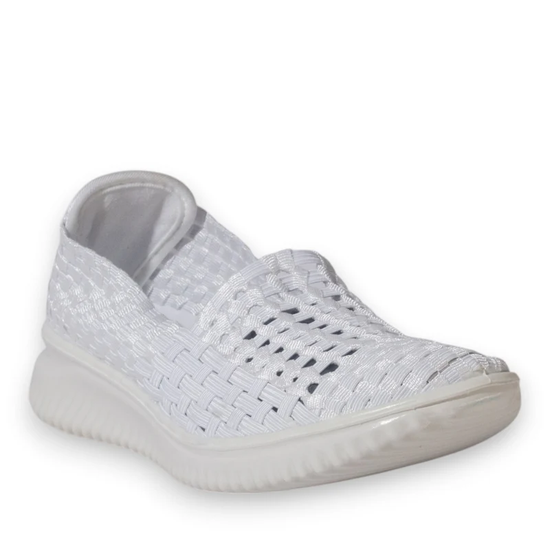 Italian Women White Cloth Shoes #5339