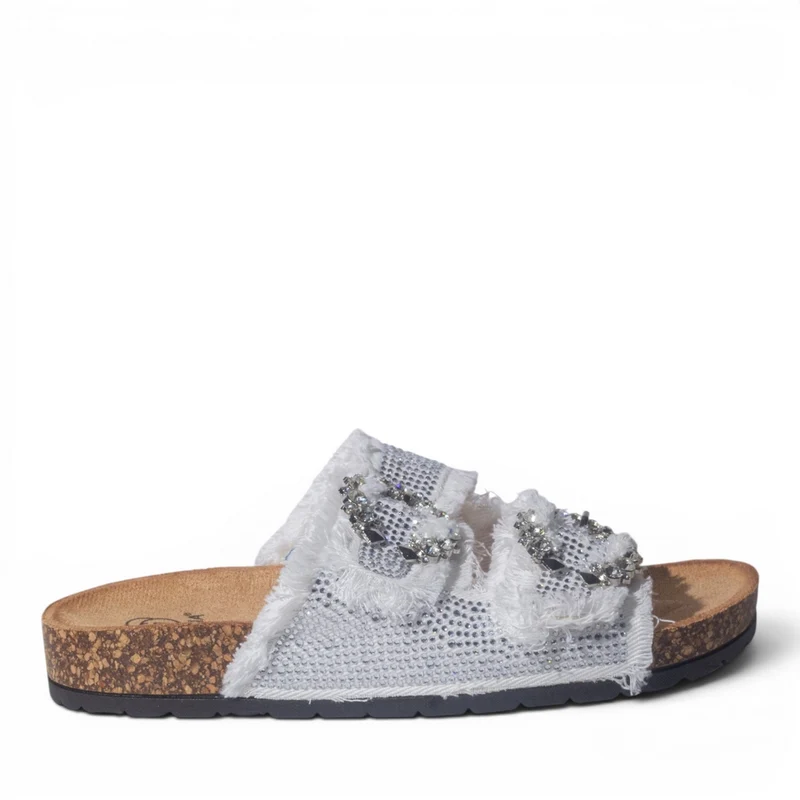 Europeon Union Women White Glitter Slipper #4997