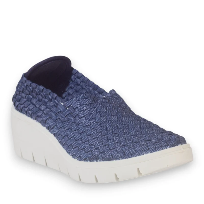 Italian Women Blue Cloth Shoes #5332