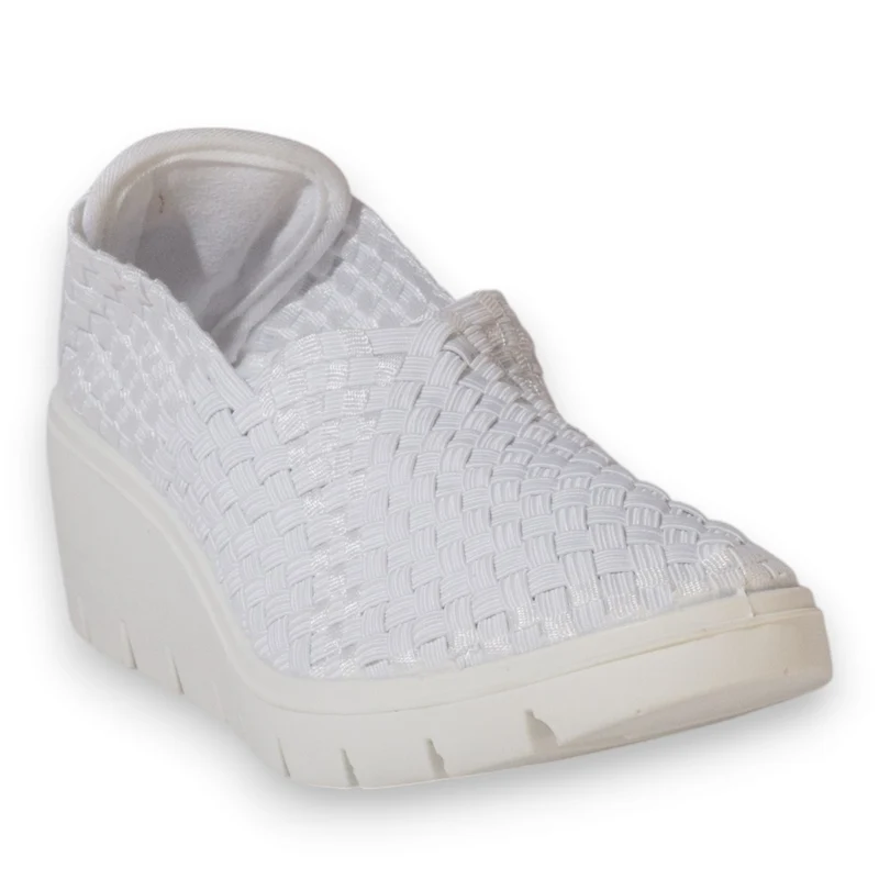 Italian Women White Cloth Shoes #5330