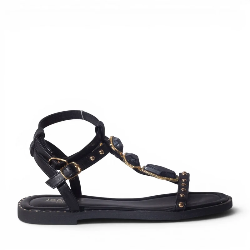 Europeon Union Women Black Leather Sandal #5022