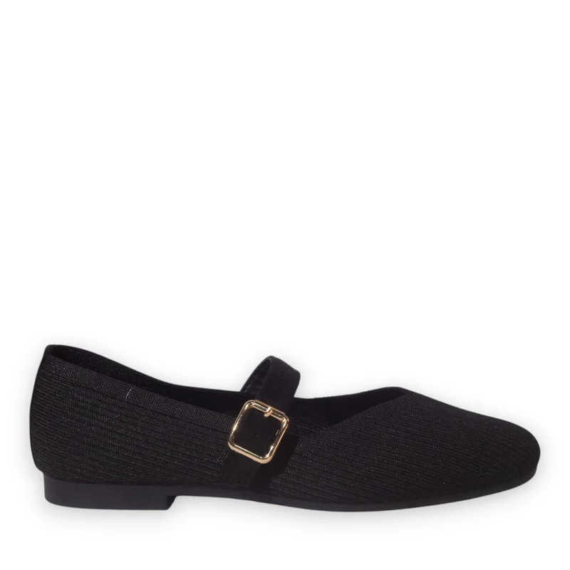 Europeon Union Women Black Cloth Ballerina #5263