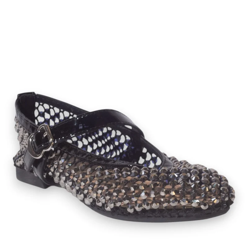 Europeon Union Women Black Cloth Ballerina #5239