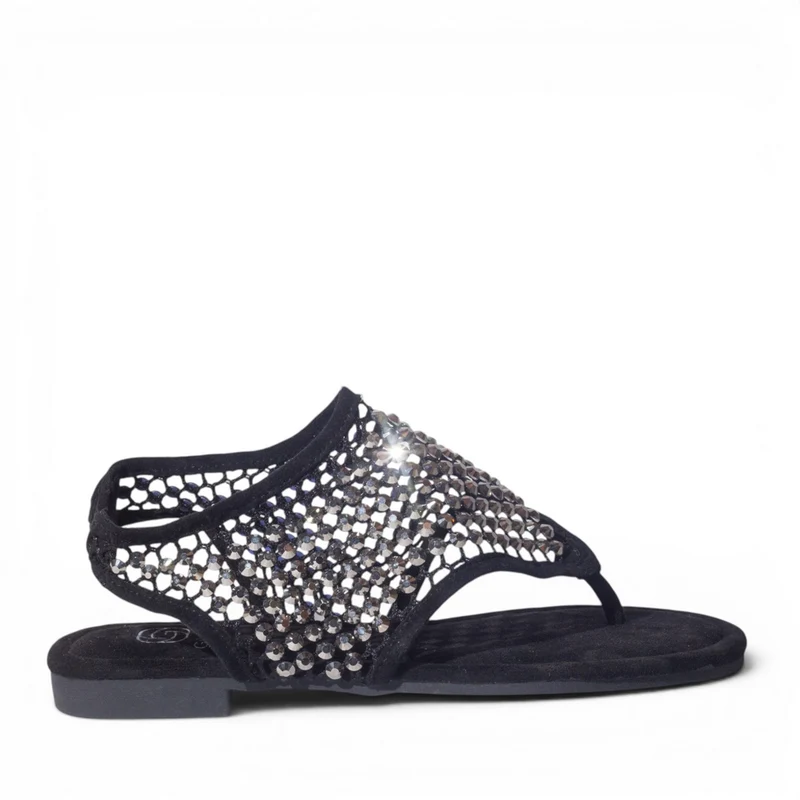 Europeon Union Women Black Cloth Sandal #4957