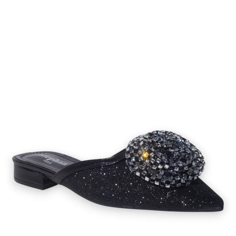 Europeon Union Women Black Glitter Mules #5146