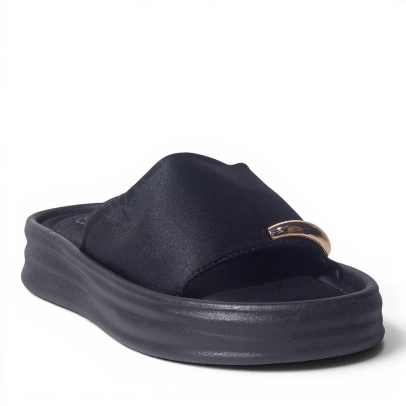Europeon Union Women Black Cloth Slipper #4945