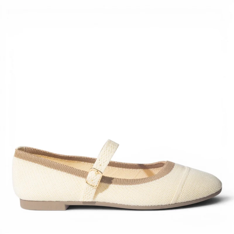 Europeon Union Women Beige Cloth Ballerina #4952