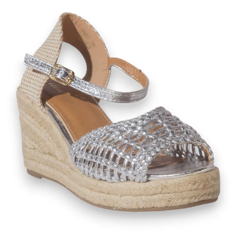 Europeon Union Women Silver Leather Wedges #5266