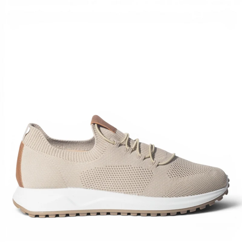 Italian Men Beige Cloth Shoes #5221