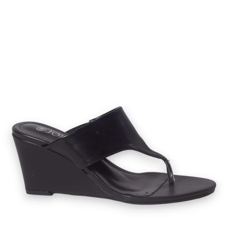 Europeon Union Women Black Leather Wedges #5231