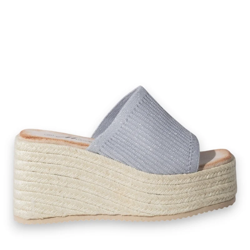 Europeon Union Women Silver Cloth Wedges #5187