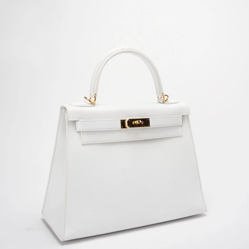 Hermes Kelly 28cm Sellier Weiß Epsom Leder Gold Hardware Top Handle Bag 2015