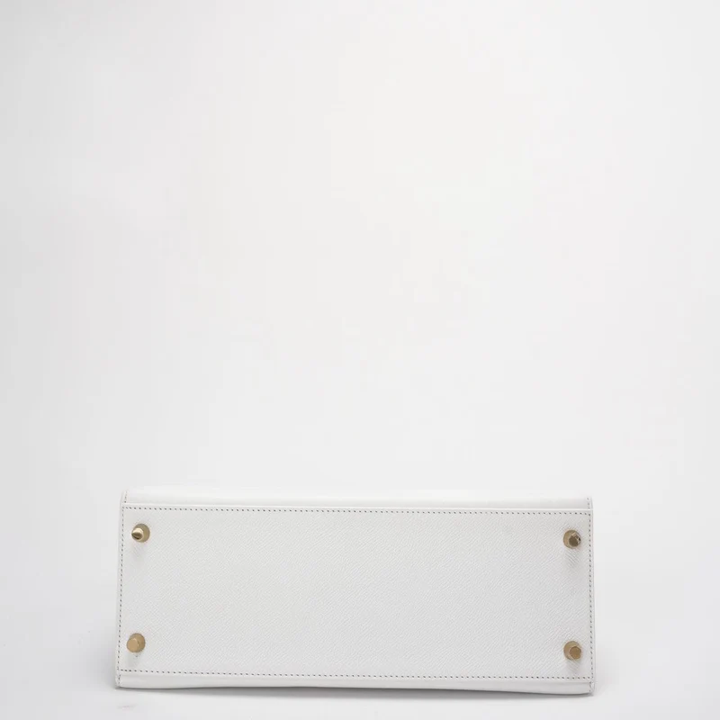 Hermes Kelly 28cm Sellier Weiß Epsom Leder Gold Hardware Top Handle Bag 2015