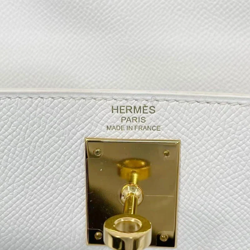 Hermes Kelly 28cm Sellier Weiß Epsom Leder Gold Hardware Top Handle Bag 2015