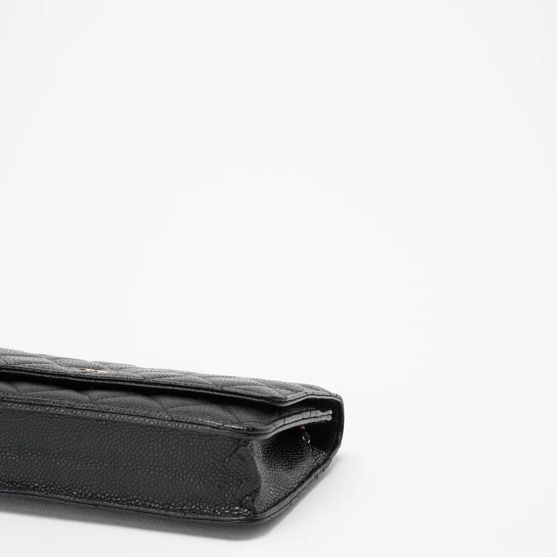 Chanel Schwarze klassische Geldbörse mit Kette WOC Bag Caviar 2013-2014
