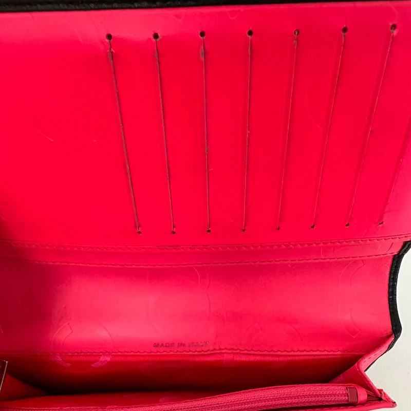 Chanel Schwarz/Pink Cambon Ligne Lange Geldbörse aus Lammleder